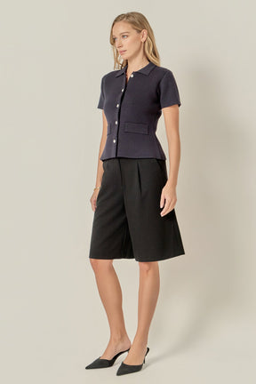 ENGLISH FACTORY - Gem Button Knit Top - TOPS available at Objectrare
