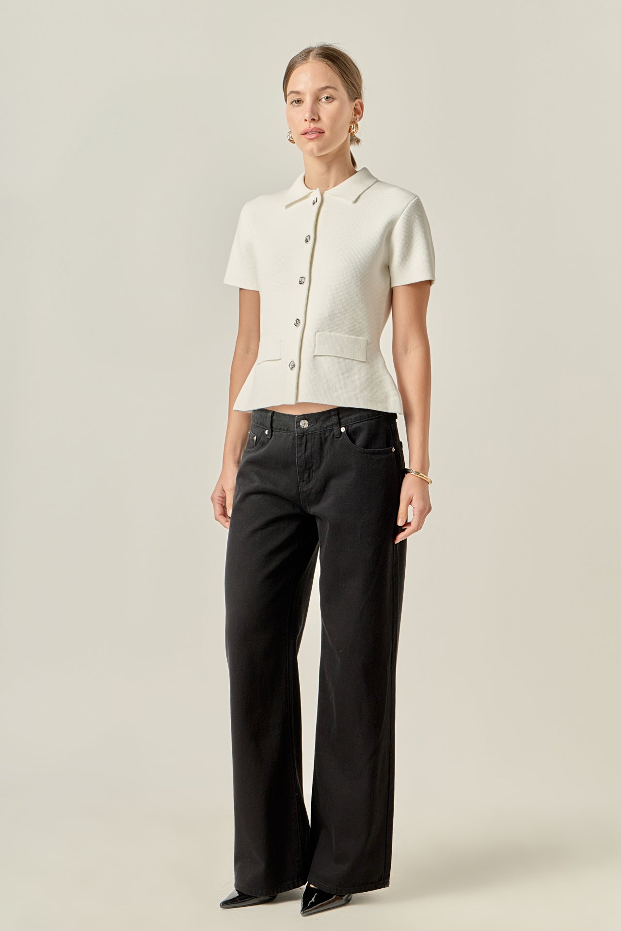 Gem Button Knit Top