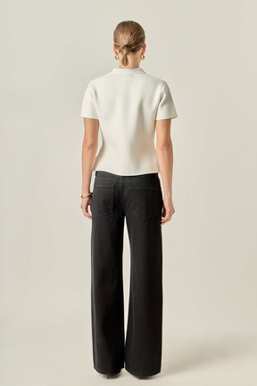 Gem Button Knit Top