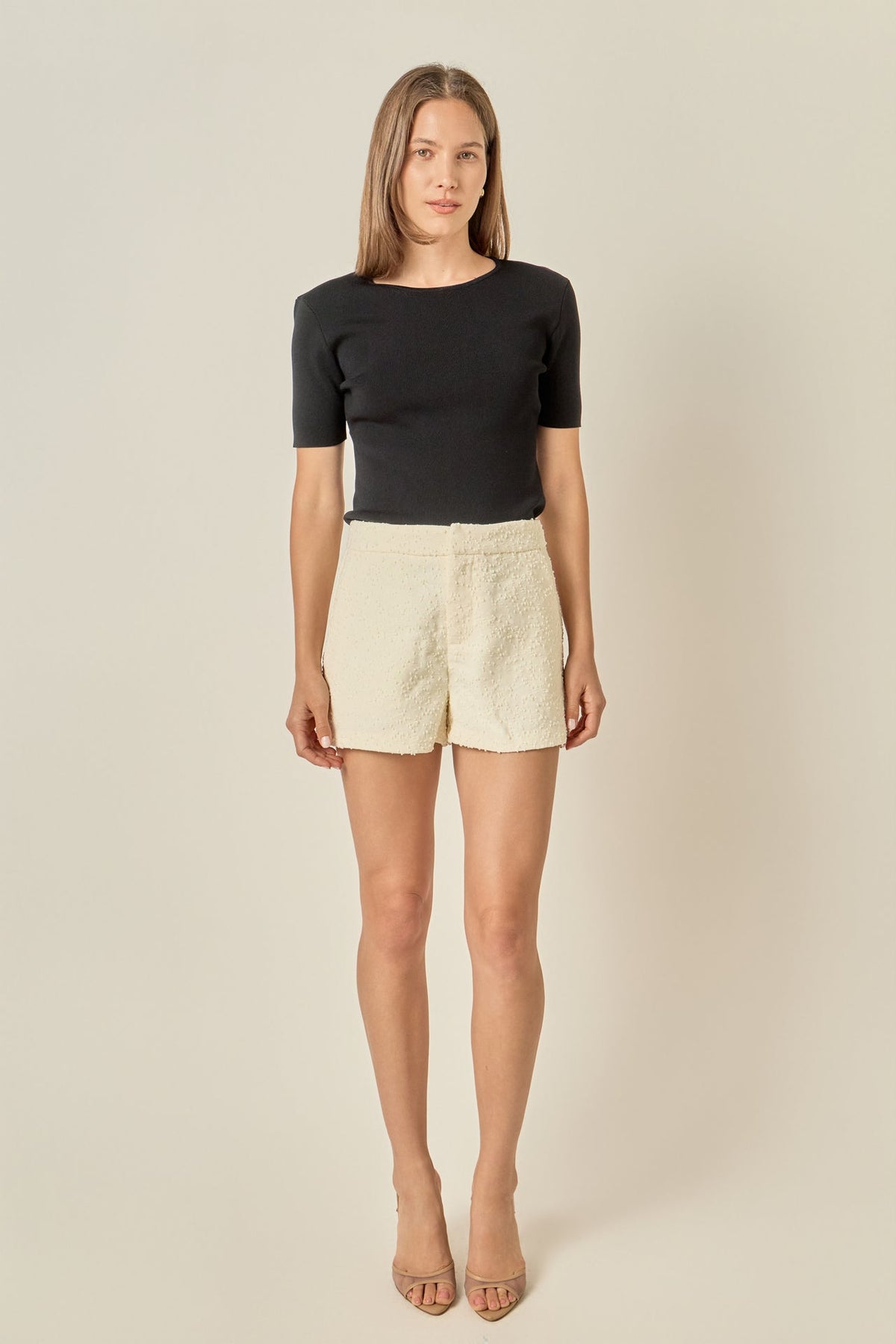 ENGLISH FACTORY - Chloe Textured Shorts - SHORTS available at Objectrare