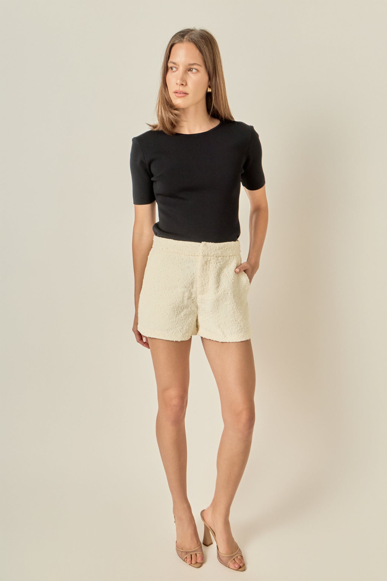 ENGLISH FACTORY - Chloe Textured Shorts - SHORTS available at Objectrare