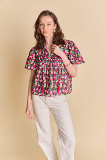 LA'VEN - Floral Bell Short Sleeve Top - TOPS available at Objectrare