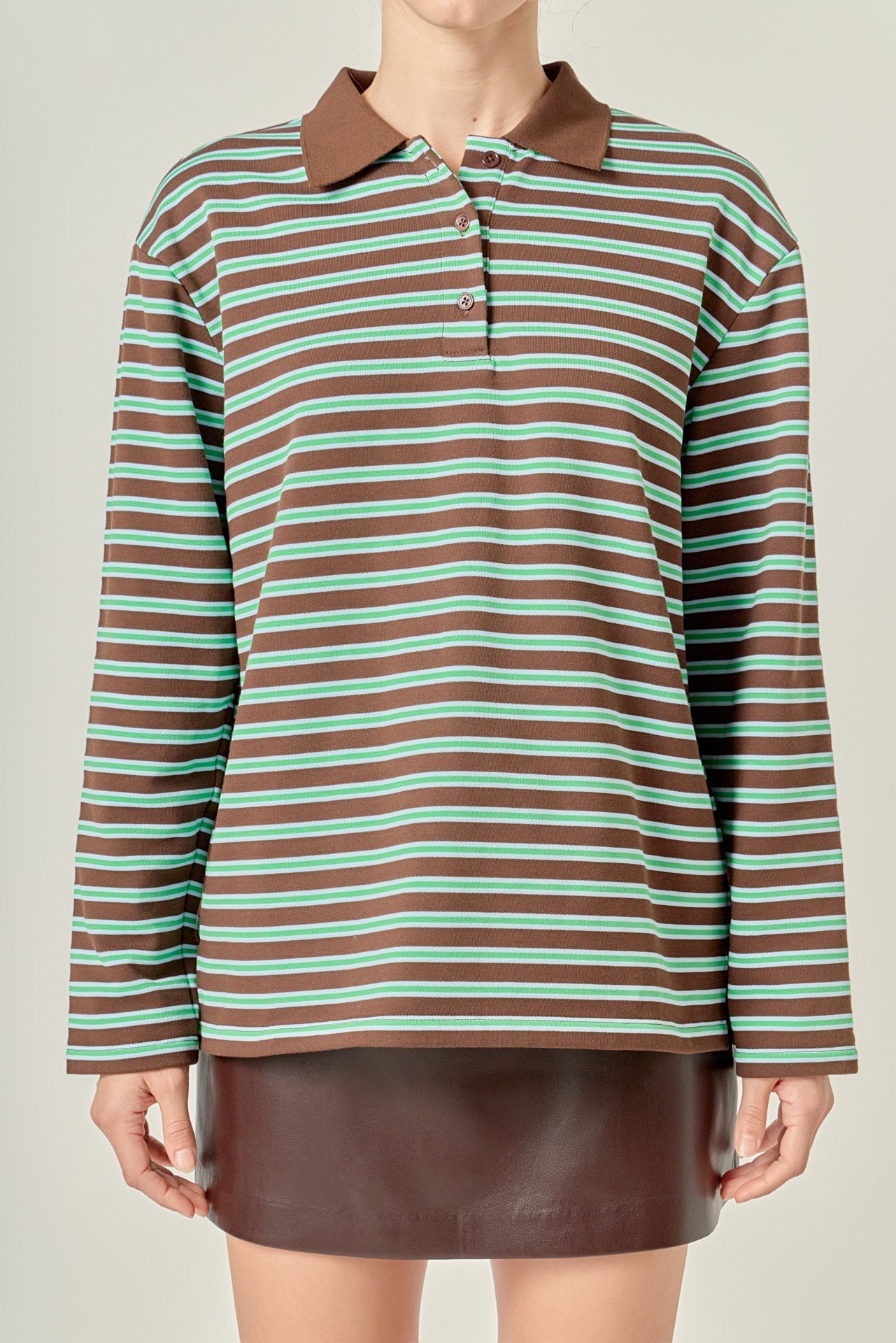 ENGLISH FACTORY - Stripe Collar Sweatshirt - TOPS available at Objectrare