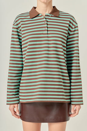 ENGLISH FACTORY - Stripe Collar Sweatshirt - TOPS available at Objectrare