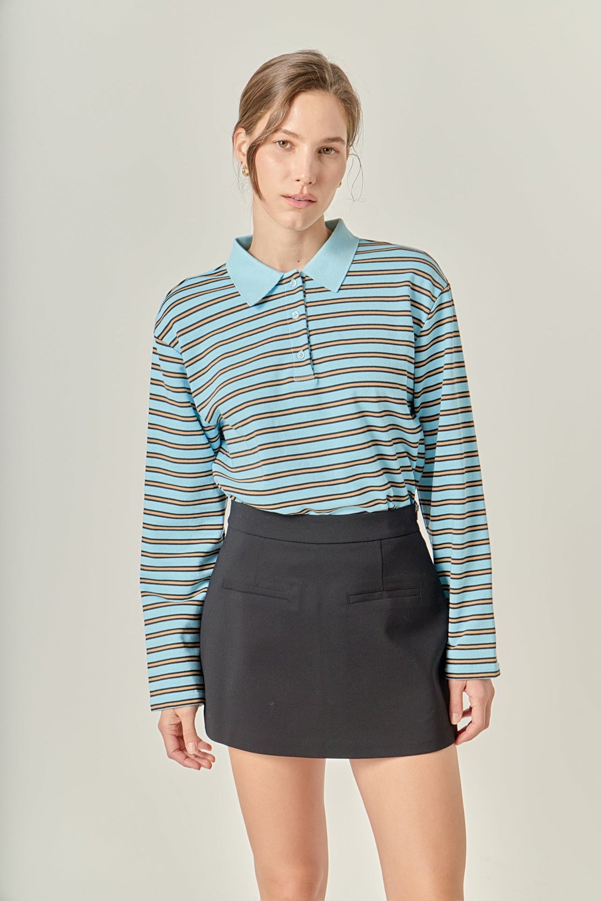 ENGLISH FACTORY - Stripe Collar Sweatshirt - TOPS available at Objectrare
