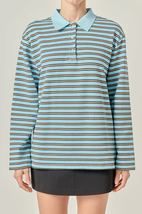 ENGLISH FACTORY - Stripe Collar Sweatshirt - TOPS available at Objectrare