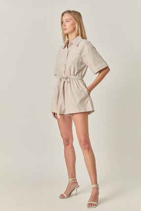 ENGLISH FACTORY - Stripe Oxford Fabric Romper - ROMPERS available at Objectrare