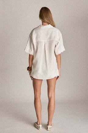 ENGLISH FACTORY - The Eloise Lace Linen Shorts - SHORTS available at Objectrare