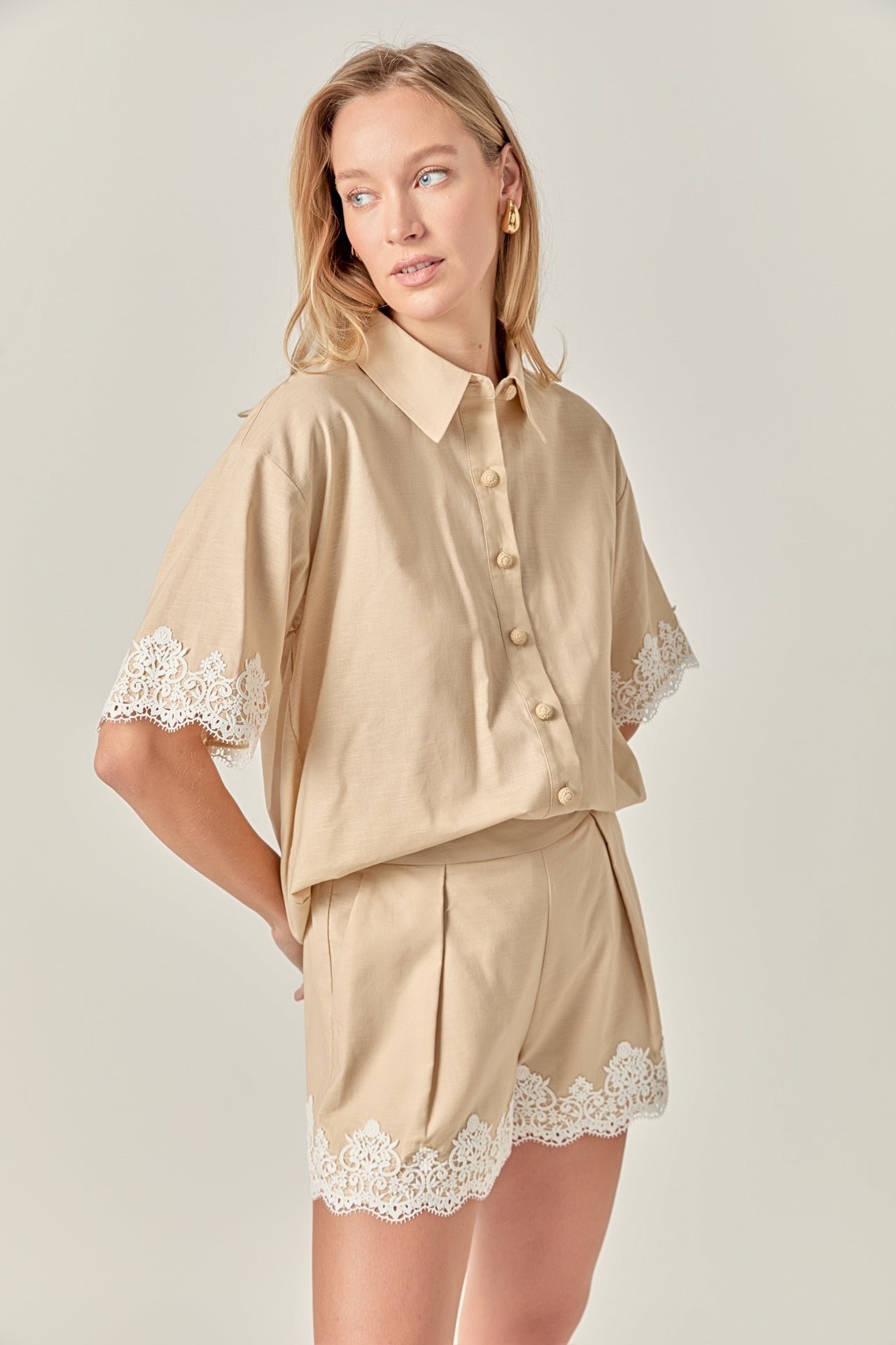 ENGLISH FACTORY - Linen Lace Shirt - SHIRTS & BLOUSES available at Objectrare