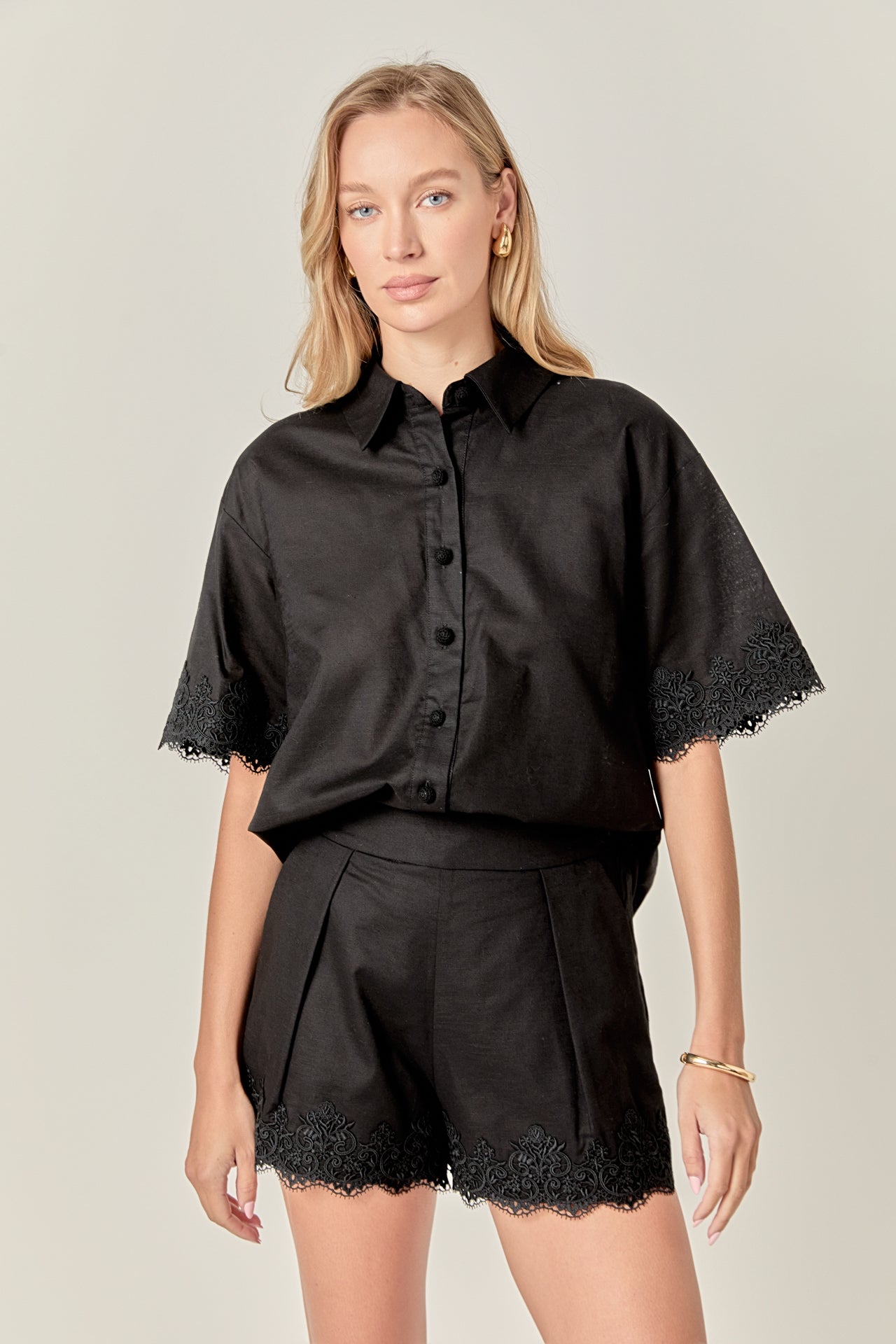 ENGLISH FACTORY - Linen Lace Shirt - BLOUSES available at Objectrare