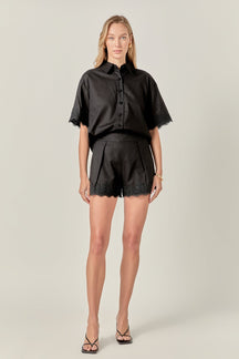 ENGLISH FACTORY - Linen Lace Shirt - BLOUSES available at Objectrare