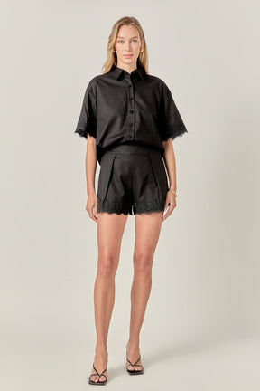 ENGLISH FACTORY - Linen Lace Shirt - SHIRTS & BLOUSES available at Objectrare