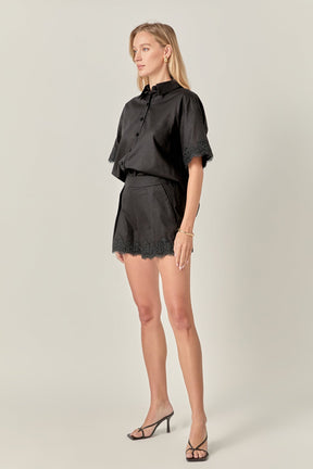 ENGLISH FACTORY - Linen Lace Shirt - BLOUSES available at Objectrare