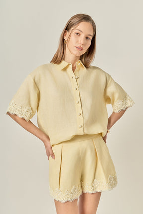 ENGLISH FACTORY - Linen Lace Shirt - SHIRTS & BLOUSES available at Objectrare