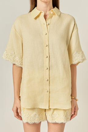 ENGLISH FACTORY - Linen Lace Shirt - SHIRTS & BLOUSES available at Objectrare