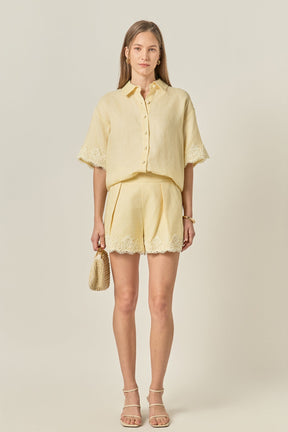 ENGLISH FACTORY - Linen Lace Shirt - SHIRTS & BLOUSES available at Objectrare