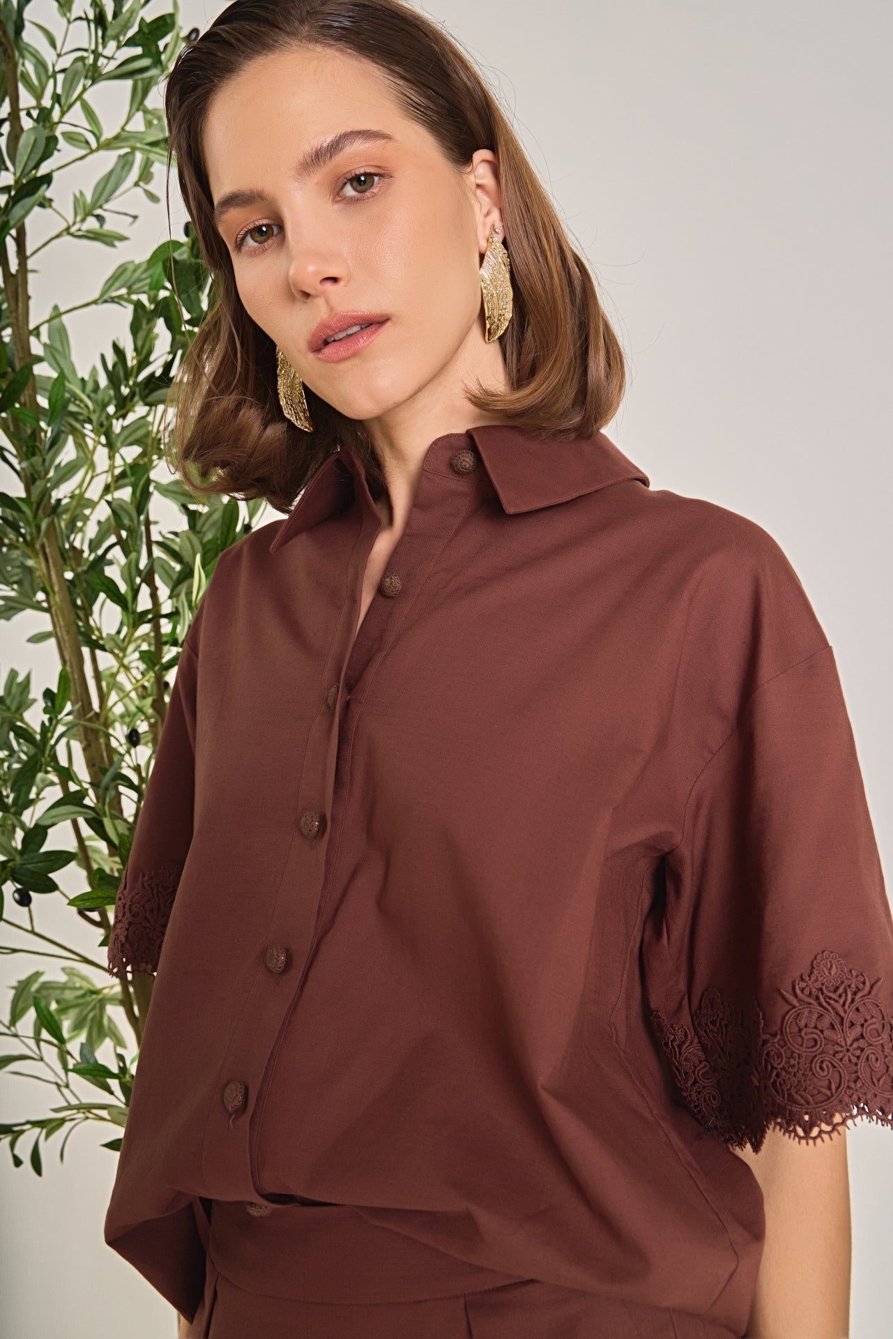 ENGLISH FACTORY - Linen Lace Shirt - SHIRTS & BLOUSES available at Objectrare