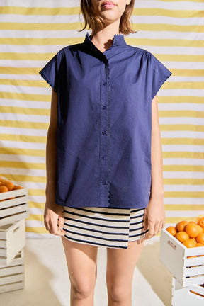 Scallop Trim Ric Rac Short Sleeve Shirt