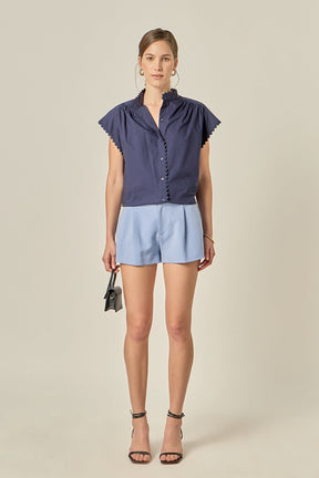 Scallop Trim Ric Rac Short Sleeve Shirt