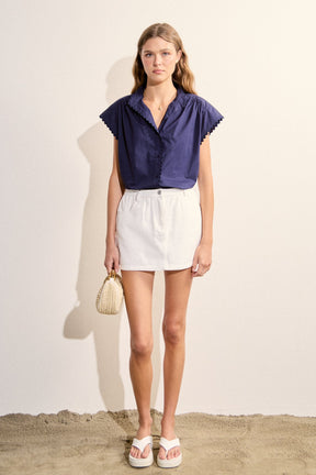 Scallop Trim Ric Rac Short Sleeve Shirt