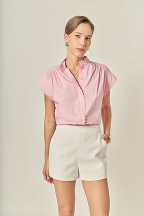 Scallop Trim Ric Rac Short Sleeve Shirt