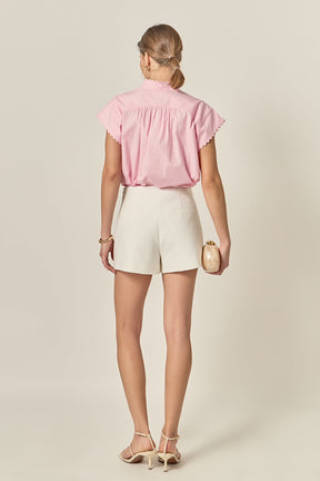 ENGLISH FACTORY - Scallop Trim Ric Rac Short Sleeve Shirt - BLOUSES available at Objectrare