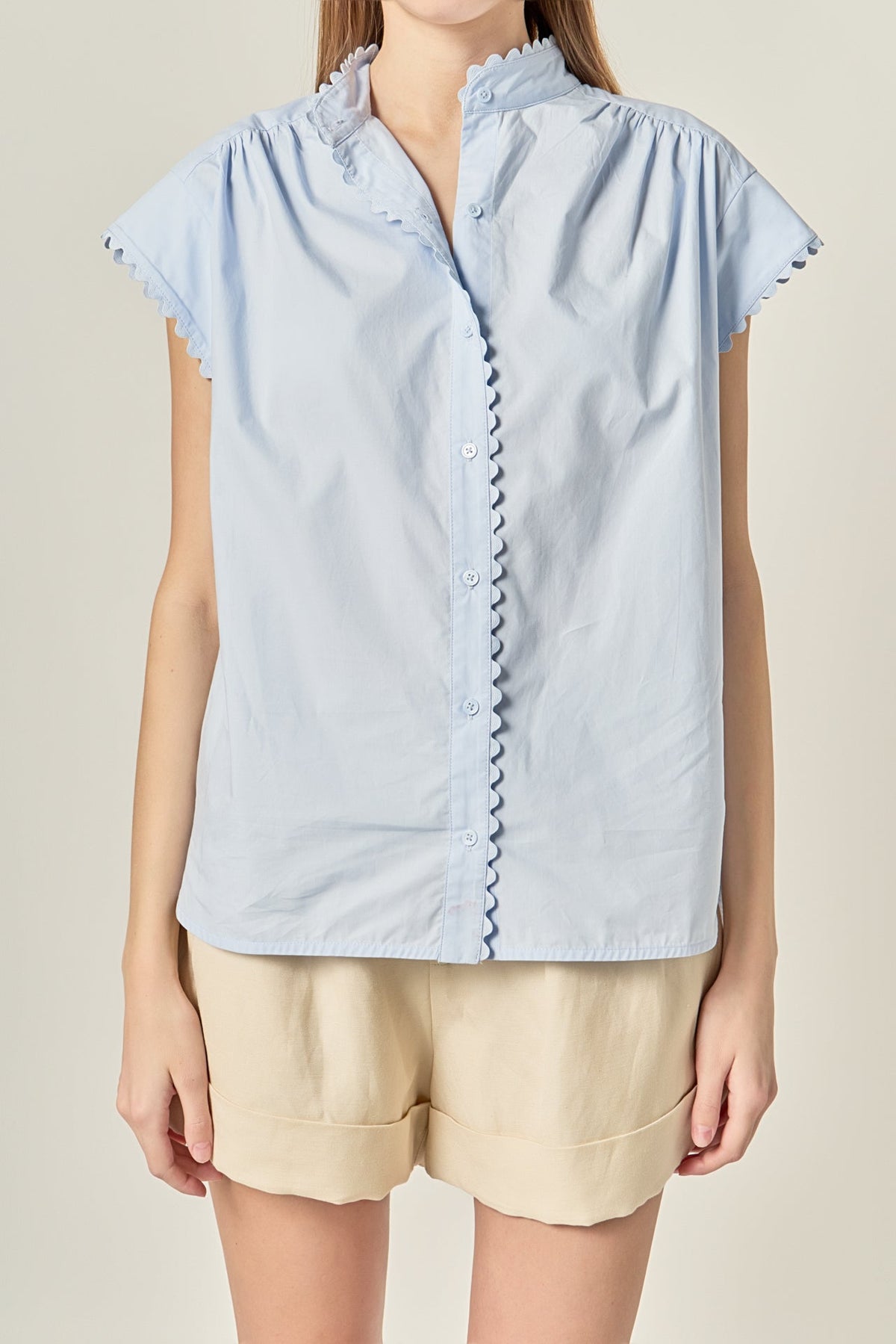 Scallop Trim Ric Rac Short Sleeve Shirt