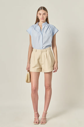 Scallop Trim Ric Rac Short Sleeve Shirt