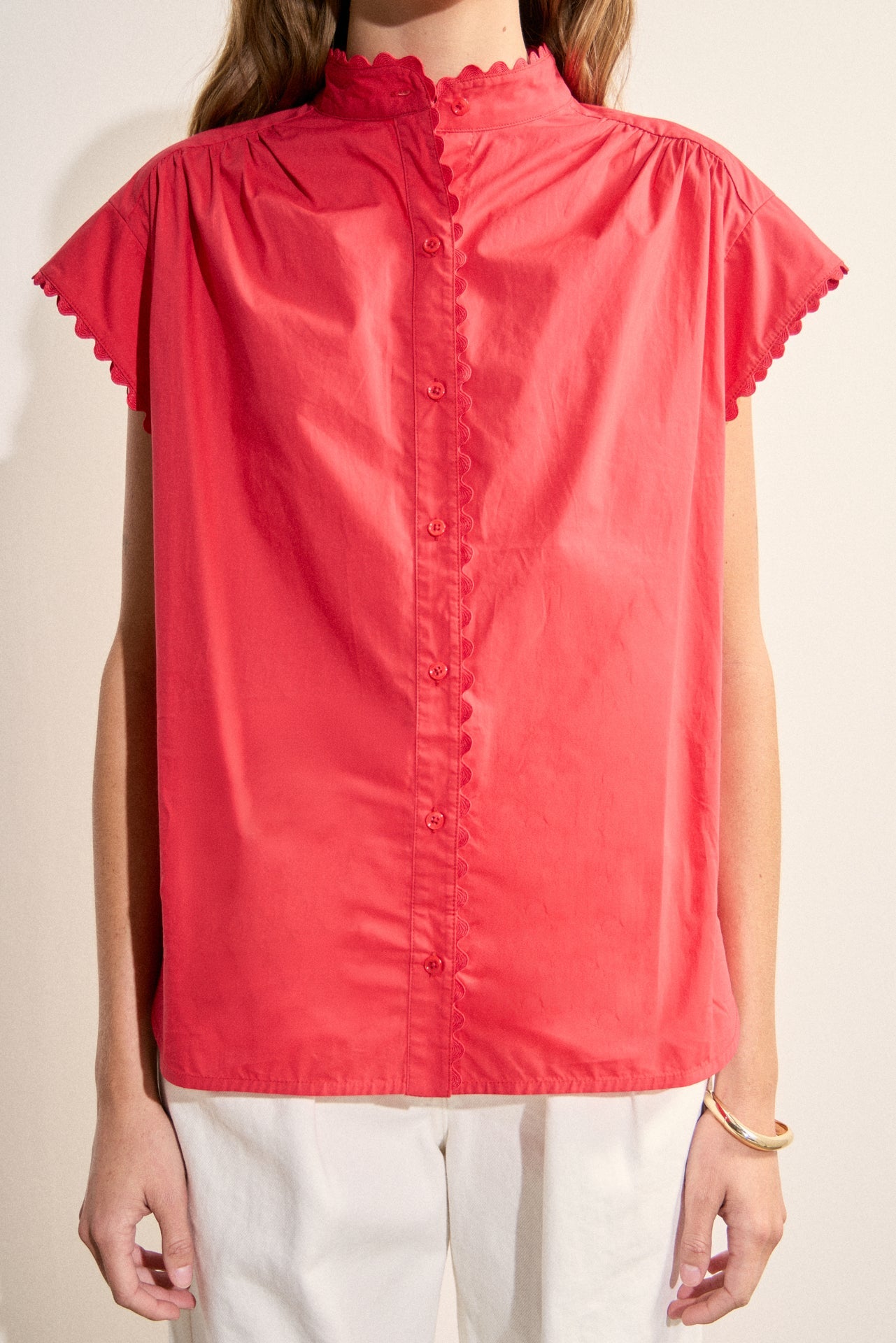 Scallop Trim Ric Rac Short Sleeve Shirt