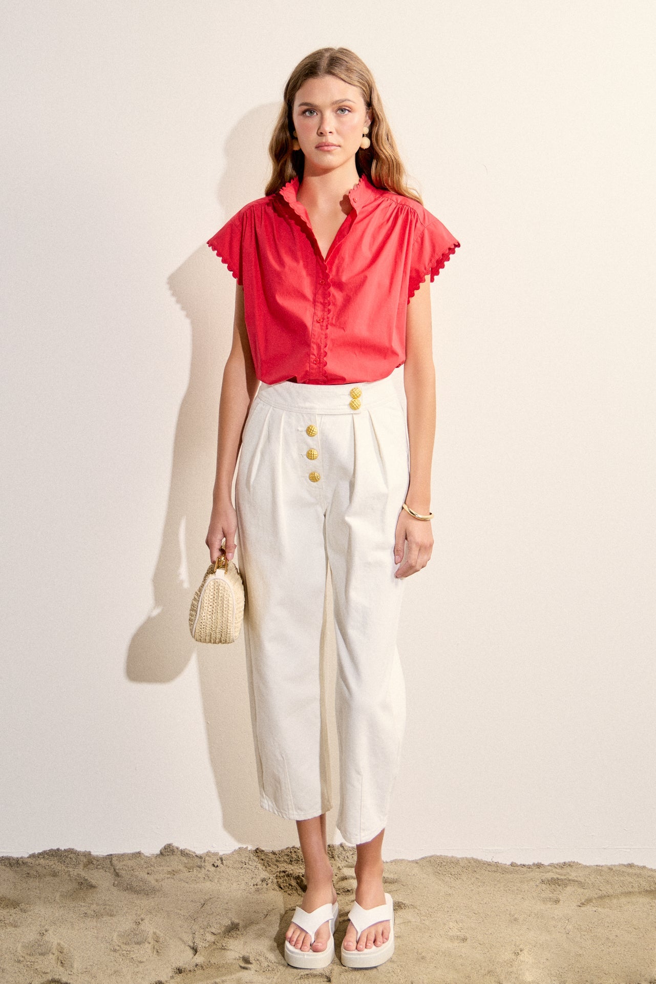 Scallop Trim Ric Rac Short Sleeve Shirt