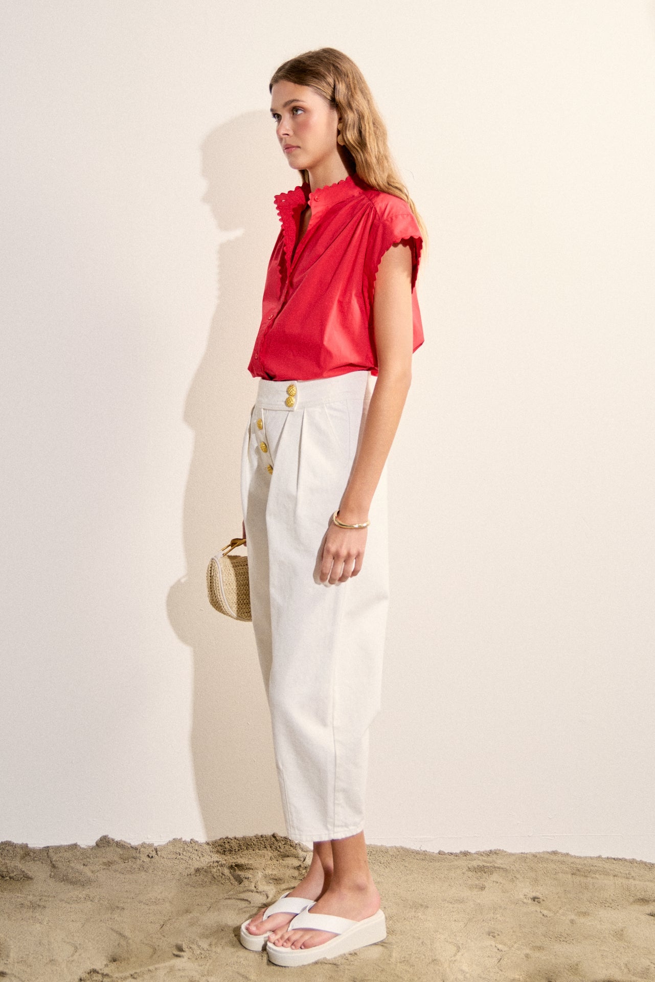 Scallop Trim Ric Rac Short Sleeve Shirt