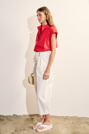 Scallop Trim Ric Rac Short Sleeve Shirt