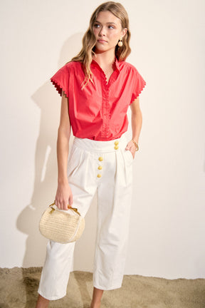 Scallop Trim Ric Rac Short Sleeve Shirt