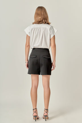 ENGLISH FACTORY - Scallop Trim Ric Rac Short Sleeve Shirt - SHIRTS & BLOUSES available at Objectrare
