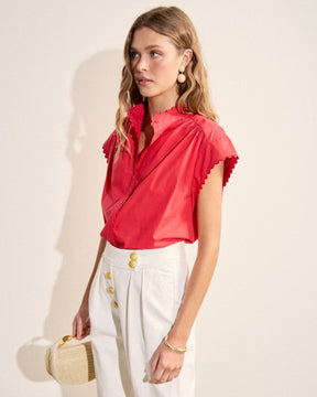 Scallop Trim Ric Rac Short Sleeve Shirt