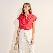 Scallop Trim Ric Rac Short Sleeve Shirt