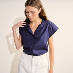 Scallop Trim Ric Rac Short Sleeve Shirt