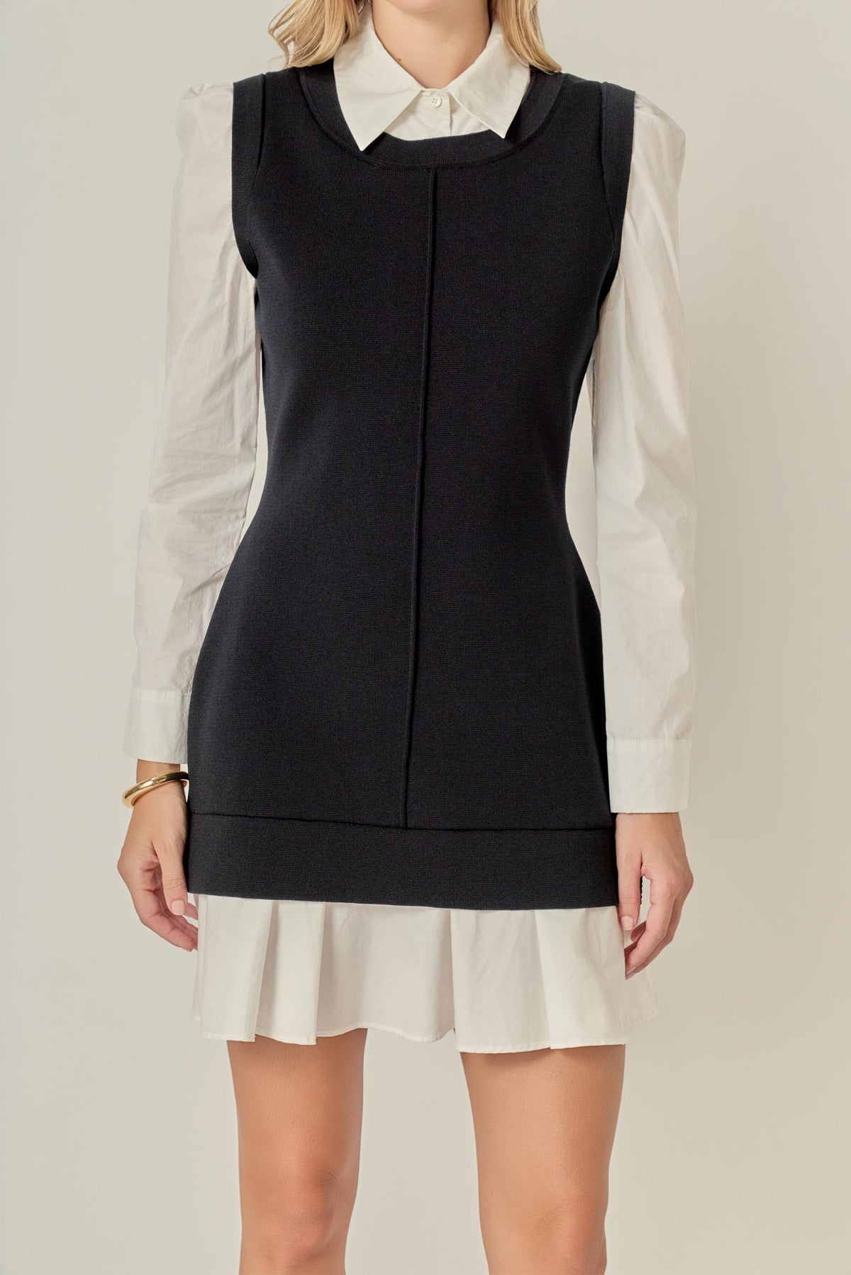 ENGLISH FACTORY - Shirt Mixed Media Mini Dress - DRESSES available at Objectrare