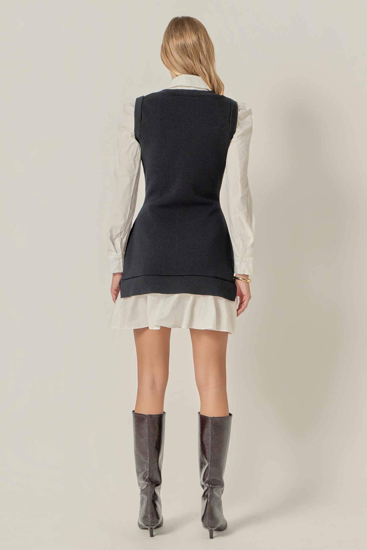 ENGLISH FACTORY - Shirt Mixed Media Mini Dress - DRESSES available at Objectrare