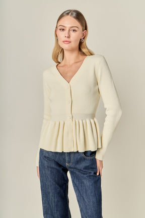 ENGLISH FACTORY - Peplum Knit Long Sleeve Vest - TOPS available at Objectrare