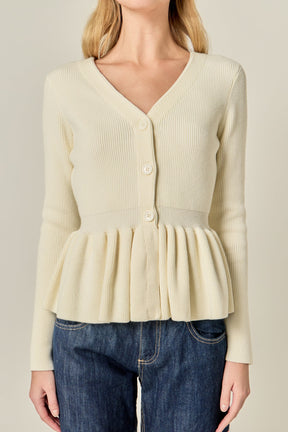 ENGLISH FACTORY - Peplum Knit Long Sleeve Vest - TOPS available at Objectrare