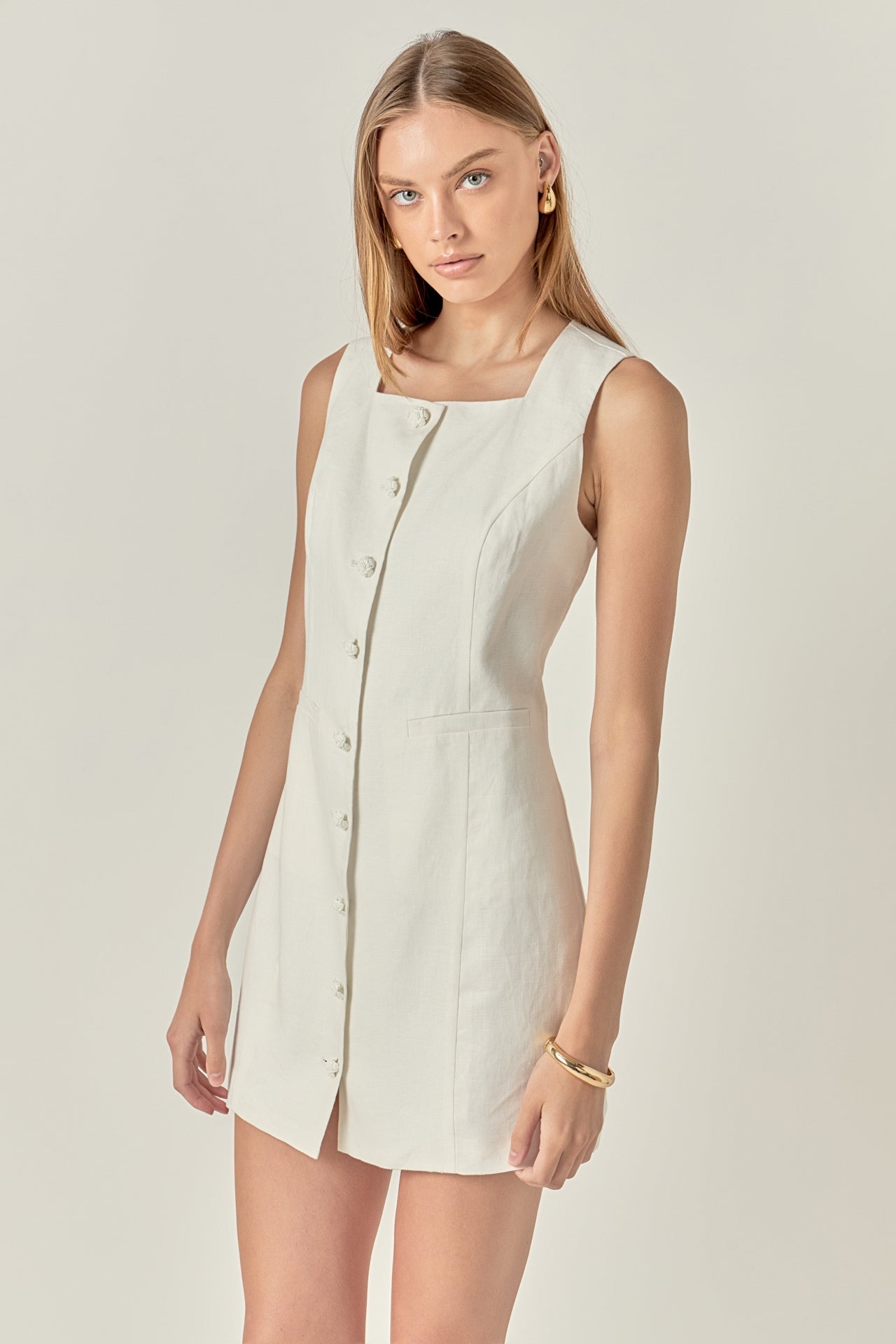 ENGLISH FACTORY - Linen Sleeveless Mini Dress - DRESSES available at Objectrare
