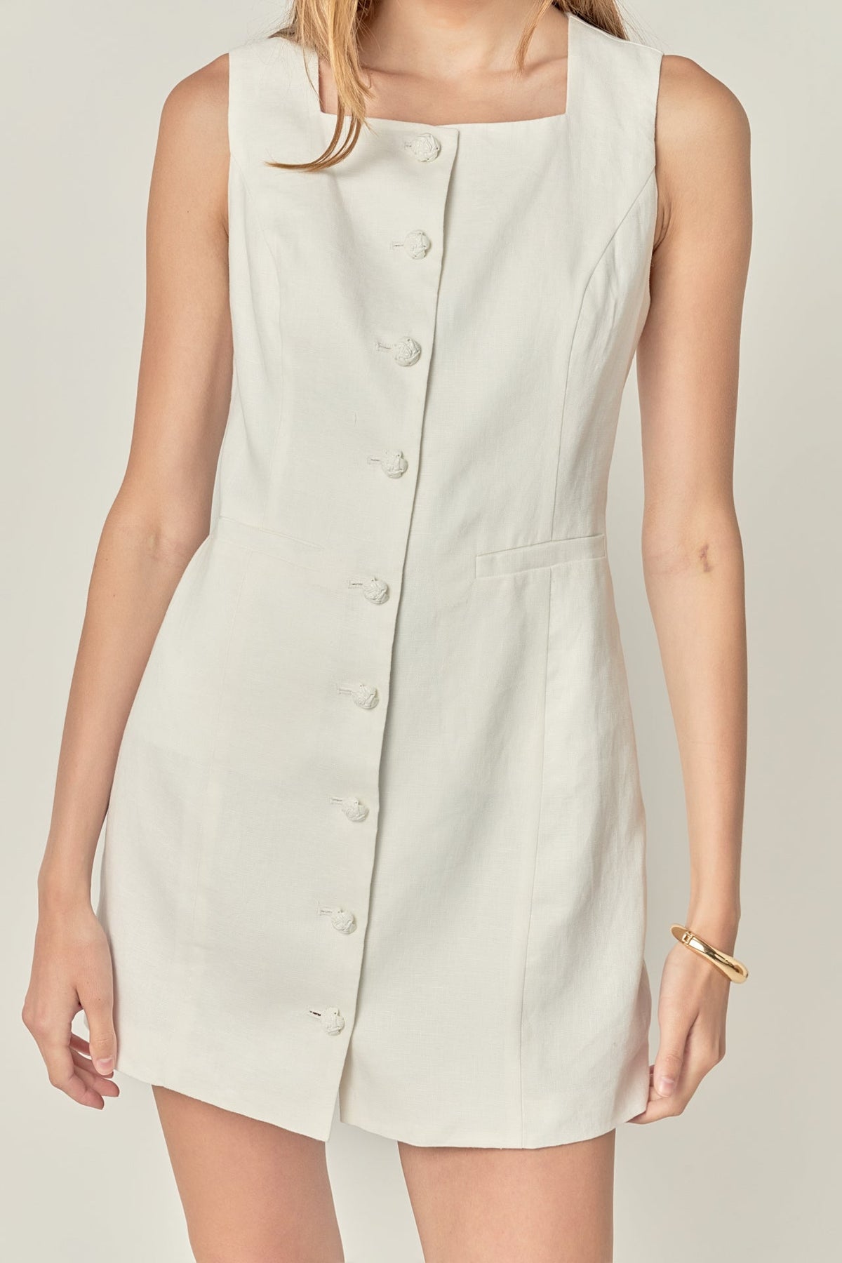 ENGLISH FACTORY - Linen Sleeveless Mini Dress - DRESSES available at Objectrare