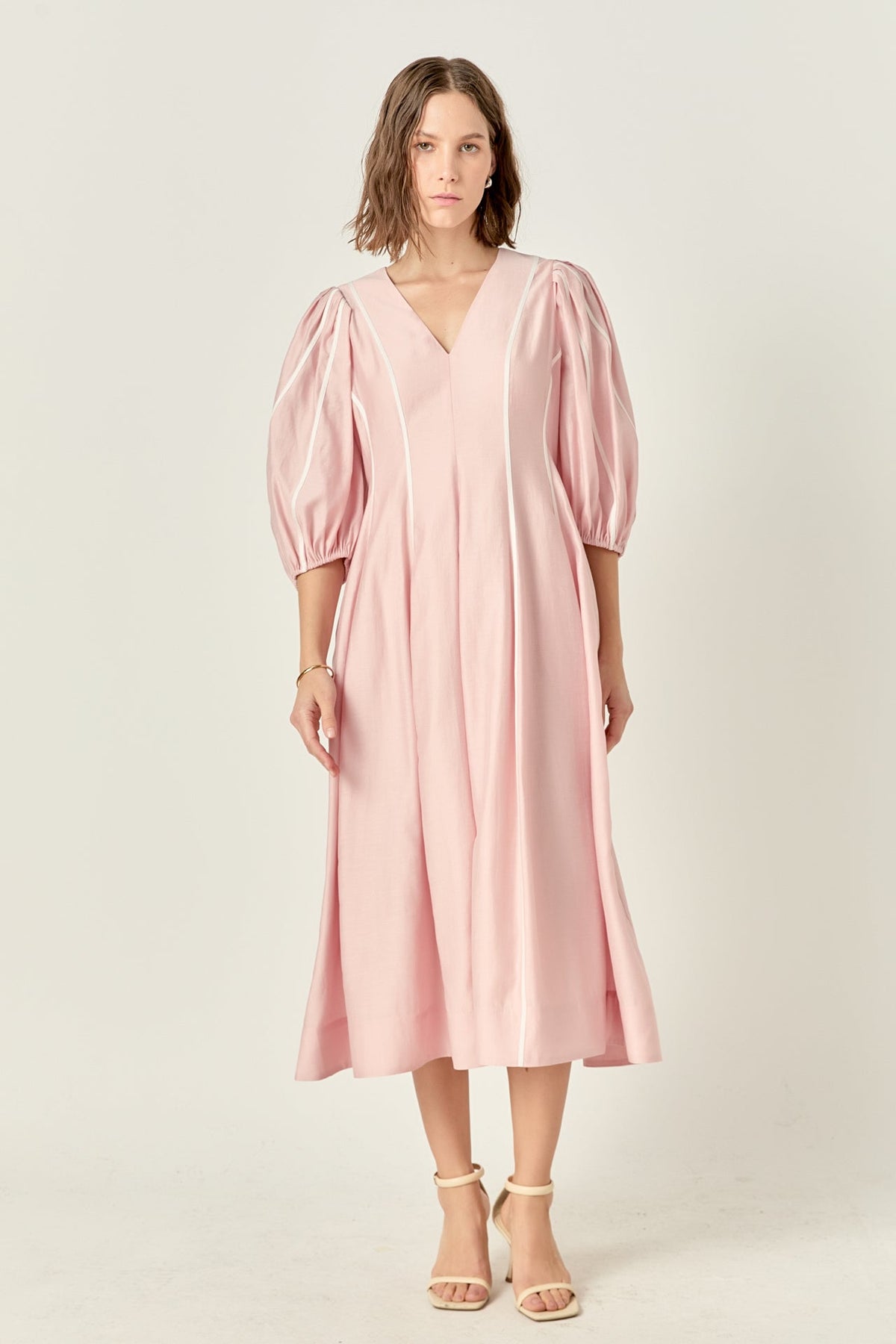 Contrast Binding Midi Dress