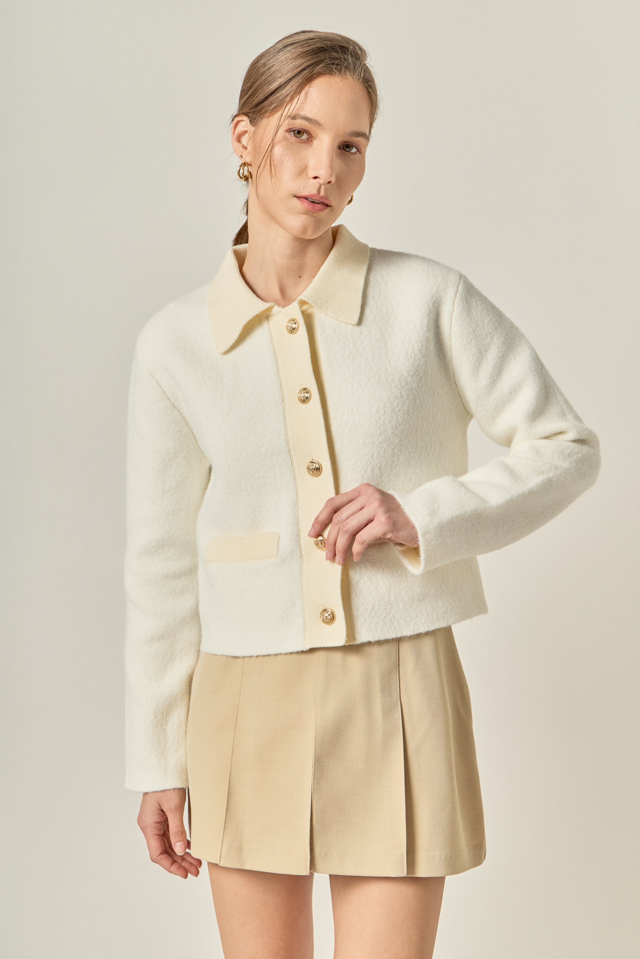 ENGLISH FACTORY - Contrast Placket Cardigan - SWEATERS & KNITS available at Objectrare
