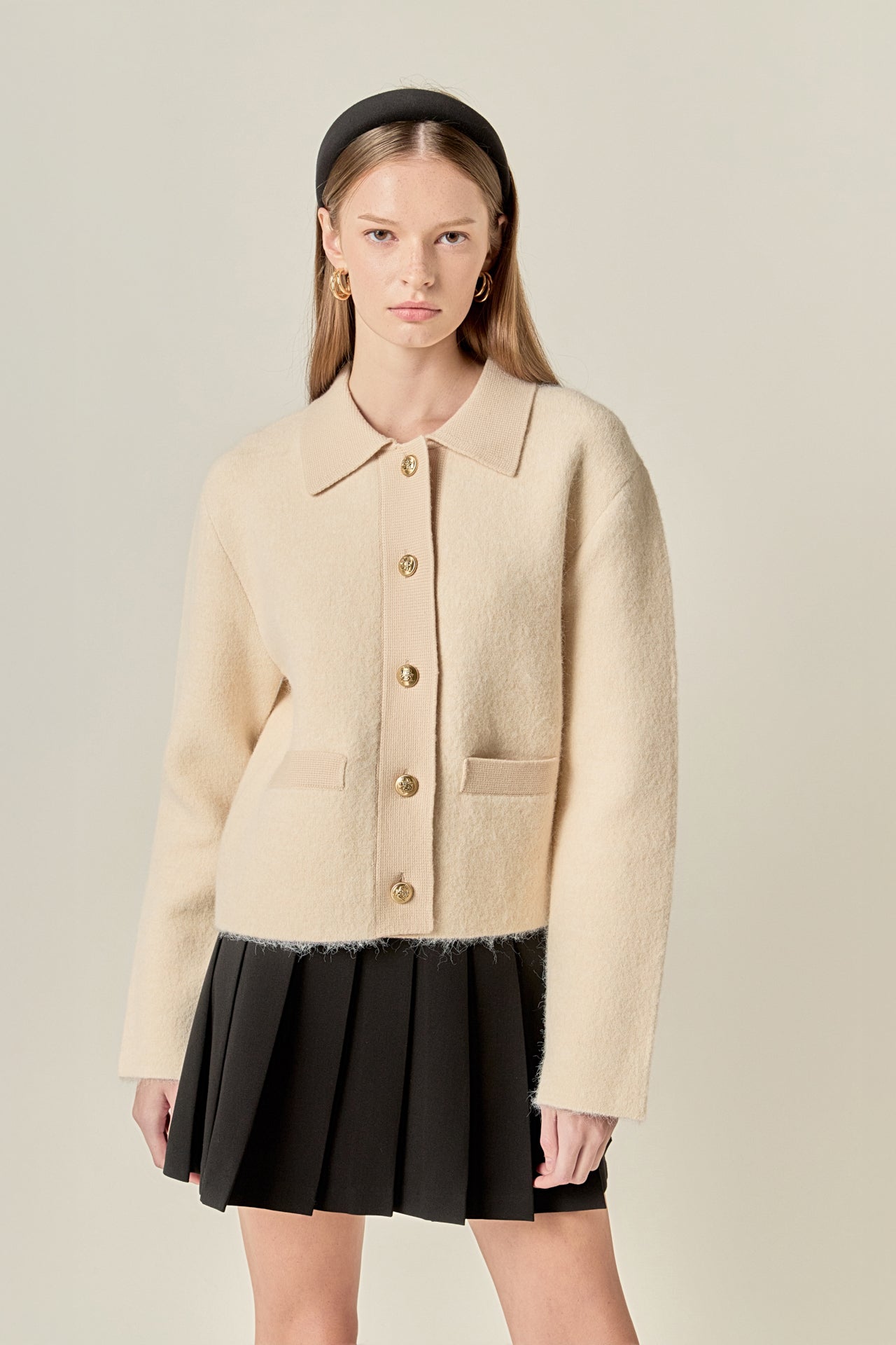 ENGLISH FACTORY - Contrast Placket Cardigan - SWEATERS & KNITS available at Objectrare