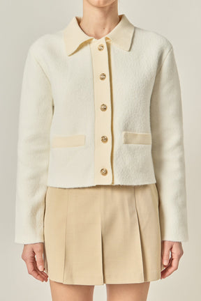 ENGLISH FACTORY - Contrast Placket Cardigan - SWEATERS & KNITS available at Objectrare