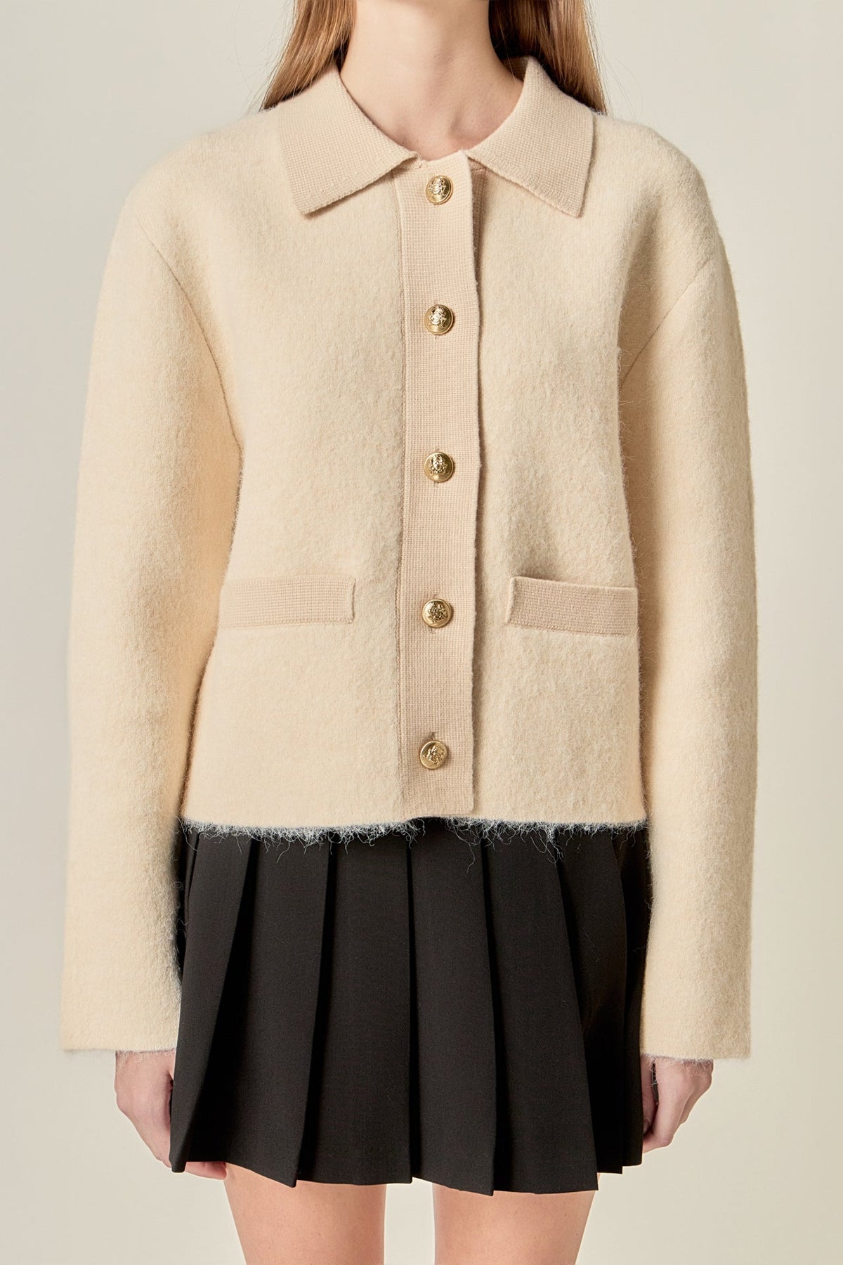 ENGLISH FACTORY - Contrast Placket Cardigan - SWEATERS & KNITS available at Objectrare