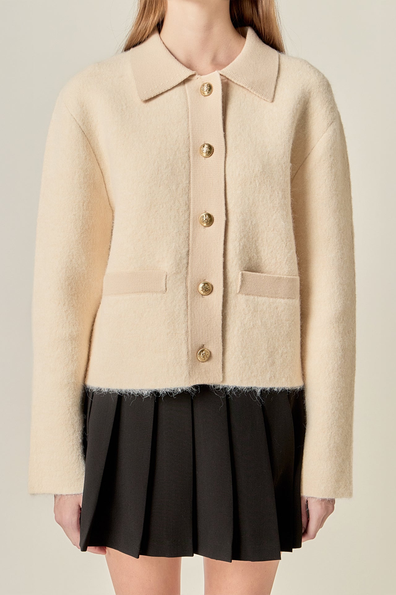 ENGLISH FACTORY - Contrast Placket Cardigan - SWEATERS & KNITS available at Objectrare