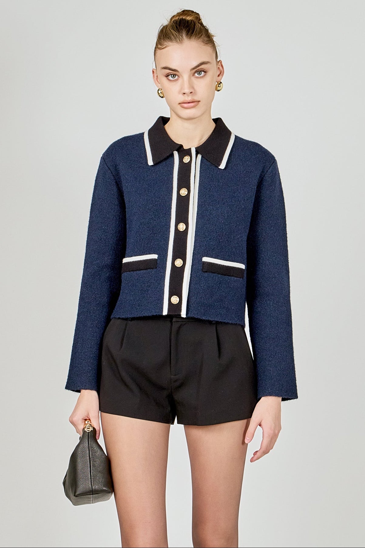 ENGLISH FACTORY - Contrast Placket Cardigan - SWEATERS & KNITS available at Objectrare